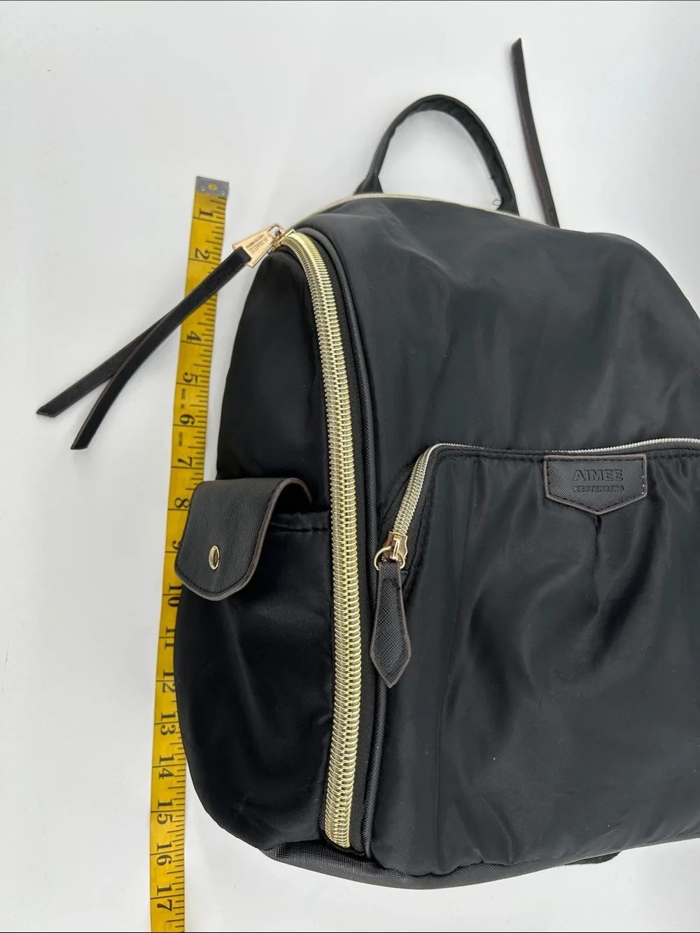Aimee Kestenberg Baby Backpack Rome Black Nylon Backpack Gold Zipper
